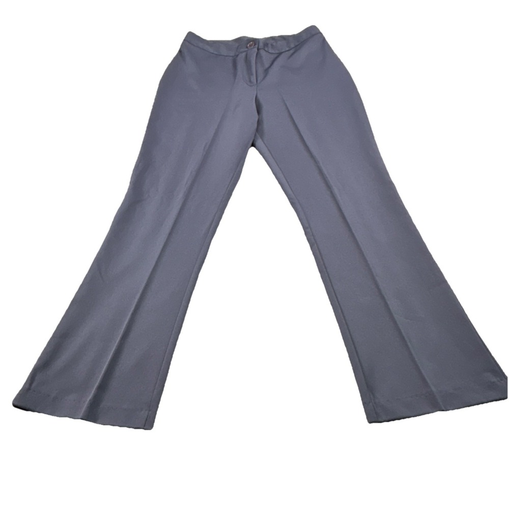 I.L.U. Women's Gray Solid Flared Dress Pants Flat Front Sm